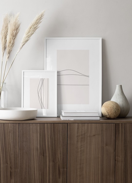 Joli duo de tableaux avec composition linéaire minimaliste, inspiration chambre