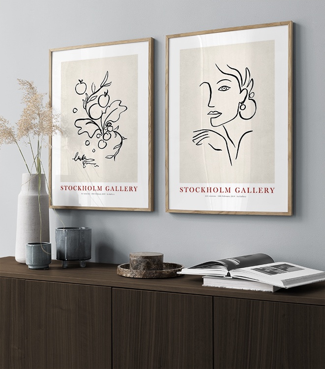 Illustrations peintes en beige et noir