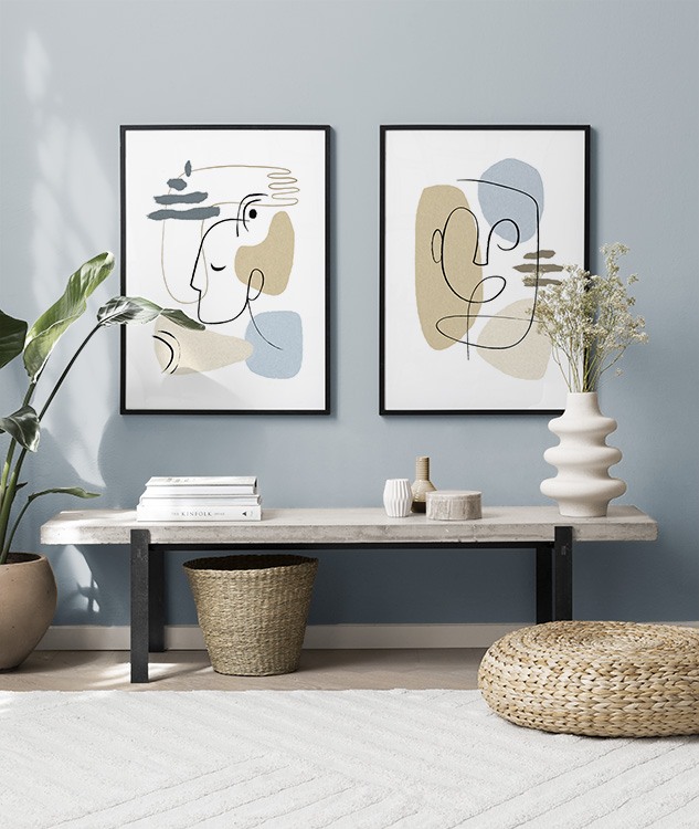 Duo abstrait en bleu